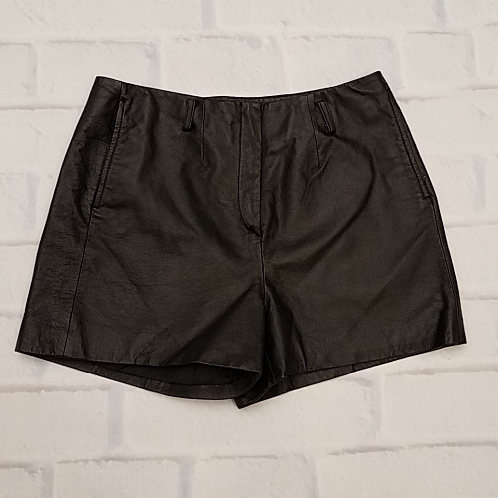 Black Leather Shorts by Newport News, Size 6.